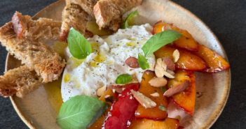 burrata et nectarines roties au miel