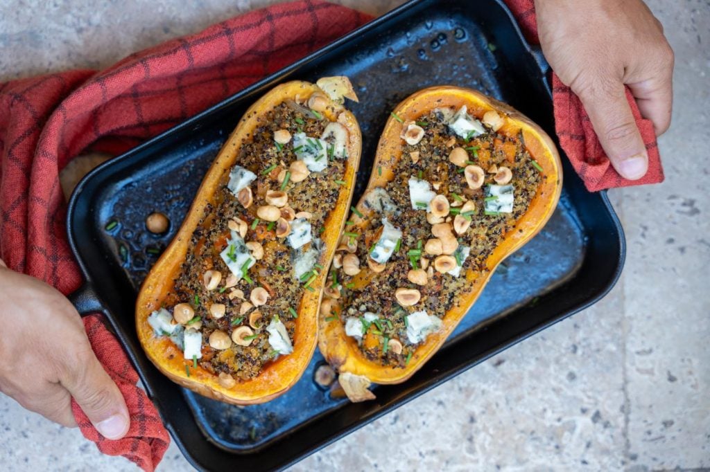 butternut rôtie au quinoa et roquefort