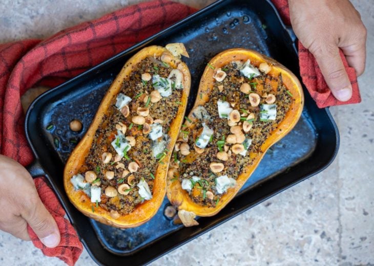 butternut rôtie au quinoa et roquefort